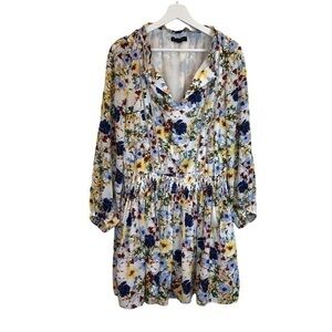 Banana Republic Yellow Floral Bohemian Lined Dress